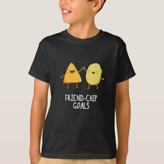 Friend-Chip Goals Funny Chip Pun Mörk BG T Shirt (Framsida)