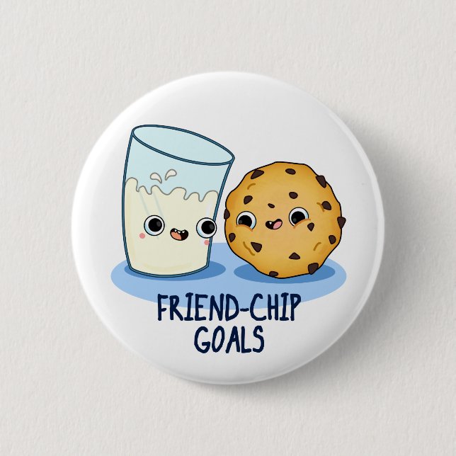 Friend-Chip Goals Funny Mjölk Cookies Pun Knapp (Framsida)