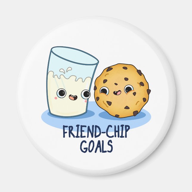 Friend-Chip Goals Funny Mjölk Cookies Pun Magnet (Framsidan)
