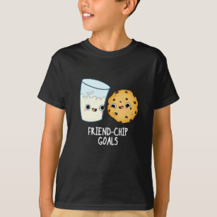 Friend-Chip Goals Funny Mjölk Cookies Pun Mörk BG T Shirt