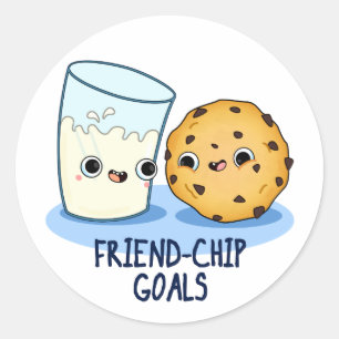Friend-Chip Goals Funny Mjölk Cookies Pun Runt Klistermärke
