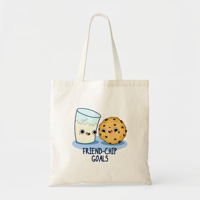 Friend-Chip Goals Funny Mjölk Cookies Pun Tygkasse (Framsidan)