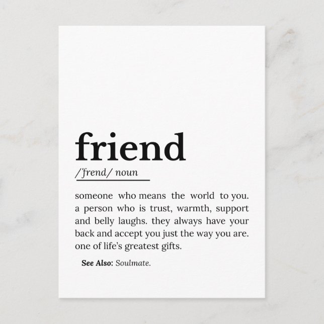 Friend Definition - hörlfilt Vykort (Framsida)