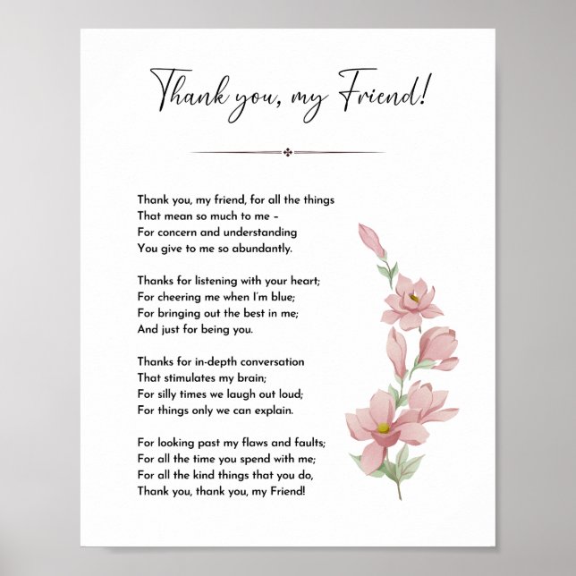 Friend dikt, True best kompis-presentcitat Poster (Framsidan)