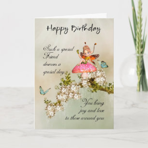 Friend Fairy Birday Card med Blommar Kort