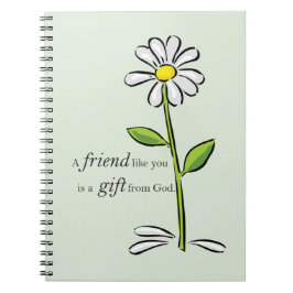 Friend Gift från Gud, Daisy om Grönt, Religiösa Anteckningsbok Med Spiral