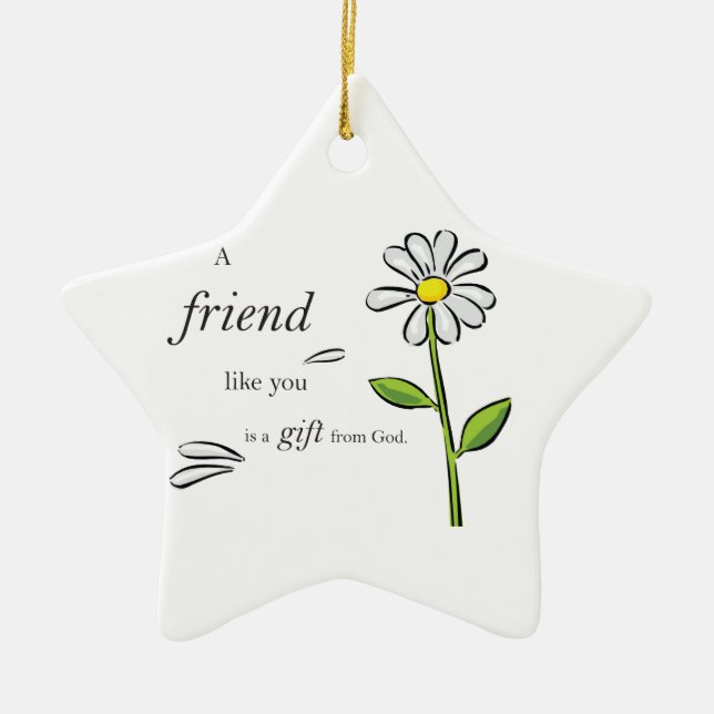 Friend Gift of God, Daisy om Grönt, Religiösa Julgransprydnad Keramik (Framsidan)