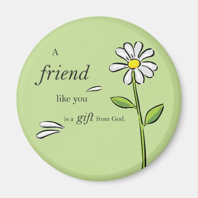 Friend Gift of God, Daisy om Grönt, Religiösa Magnet (Framsidan)
