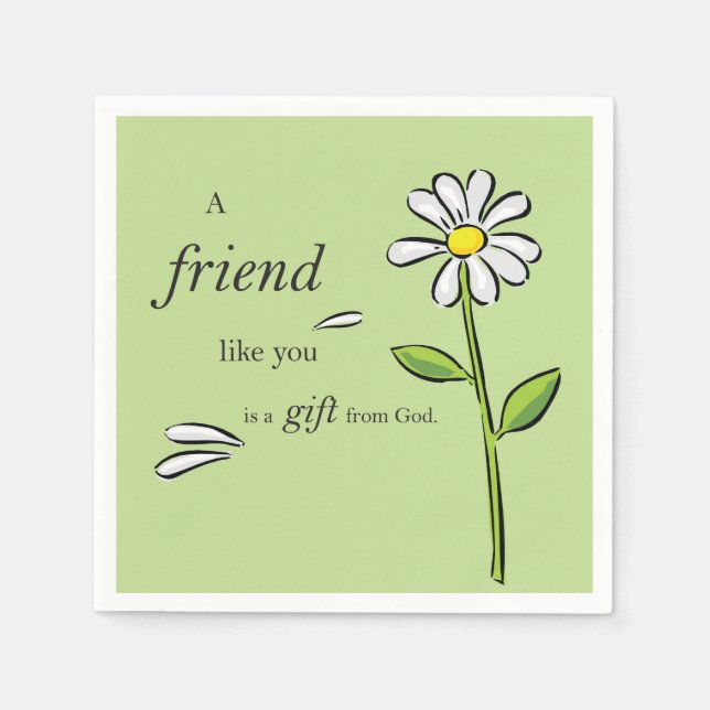 Friend Gift of God, Daisy om Grönt, Religiösa Pappersservett (Framsidan)