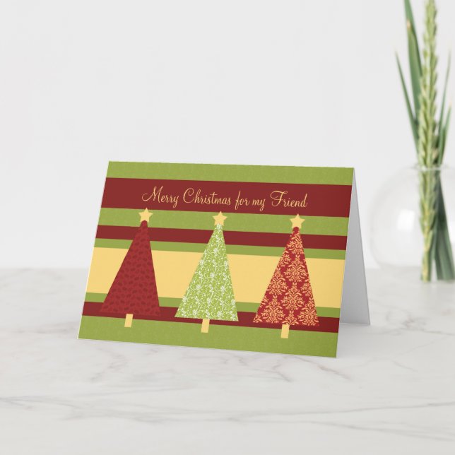 Friend God jul Card Patterned Träd Helgkort (Framsida)