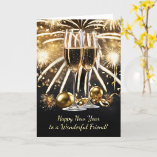 Friend Gott nytt år Champagne Bubly Fireworks Kort