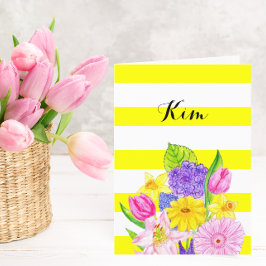 Friend Gult Rand och Blommigt Birday Card Kort