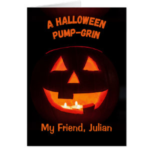 Friend Halloween Add a Namn Cute Jack o'Lantern Hälsningskort