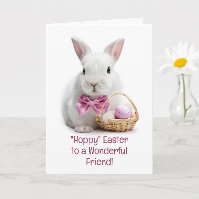 Friend Happy Easter Cute Bunny with Little Basket Kort (Liten växt)