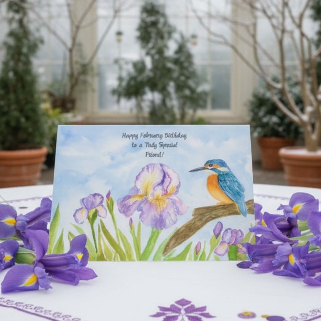 Friend Happy February Birthday Kingfisher Kort (Skapare uppladdad)
