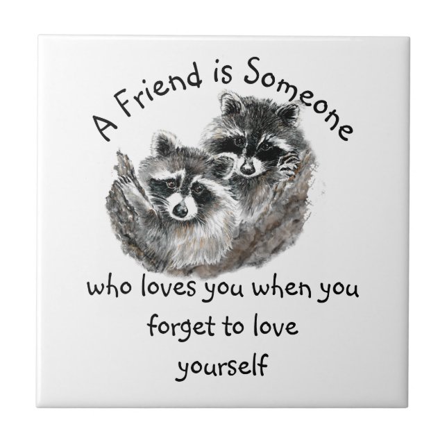 Friend Kärlek You Cute Raccoons Animal Art Kakelplatta (Framsidan)