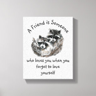 Friend Kärlek You Cute Raccoons Canvastryck