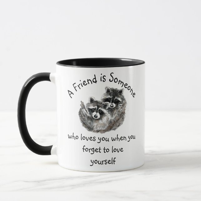 Friend Kärlek You Cute Raccoons Quote Mugg (Vänster)