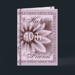FRIEND - Lycklig 40:e födelsedagen - LAVENDERFLODE Kort<br><div class="desc">Det här kortet med sin mjuka pastellblomma och snöre är ett sött sätt att önska er syster grattis på födelsedagen! Du kan lägga till namn och hennes ålder för att göra det till ett slags kort... Speciellt! Om du vill se mer av mina födelsedagskort sätter du i Zazzles sökruta: jaclinart-födelsedag...</div>