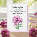 Friend Lycklig August Birthday Lila Poppy Kort<br><div class="desc">Det här elegant lila poppy-färgfödelsedagskortet för en vän är ett tänkbart sätt att fira hennes födelsedag. Den här utformningen symboliserar styrka,  skönhet och önskemål. De mjuka lilorna tillför en fin pekpenna och skapar det ett underbart val för vännens födelsedag.</div>