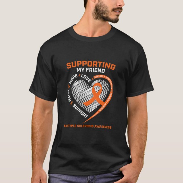 Friend Många Sclerosis Women Awareness T Shirt (Framsida)