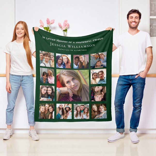 Friend Memory Collage Grönt Fleece Blanket (Skapare uppladdad)