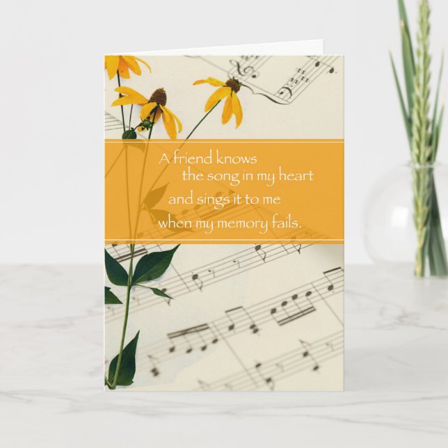 Friend Music and Flowers Kort (Framsida)
