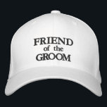 Friend of the Groom black white elegant bröllop Broderad Keps<br><div class="desc">Vännen till Groom svartvit elegant chic bröllop Embroiderade basket. Finns i många alternativ för färg och stil. Helt anpassade svart text.</div>