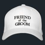 Friend of the Groom black white elegant bröllop Broderad Keps<br><div class="desc">Vännen till Groom svartvit elegant chic bröllop Embroiderade basket. Finns i många alternativ för färg och stil. Helt anpassade svart text.</div>