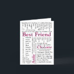 Friend-offerter för anpassningsbar Soul Sister-def Helgkort<br><div class="desc">Tittar för en personlig och ett hjärtligt sätt att önska er Soul Sister ett grattis på födelsedagen? Se inte längre än den här Anpassningsbarna... Symboldefinitionsalternativ. Det här kortet har en vacker design som kan anpassas efter din egen personliga definition av vad ett syre-elak för dig. Med vår enkla anpassning av...</div>