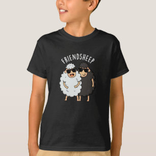Friend-ovine Funny Sheep Pun Mörk BG T Shirt