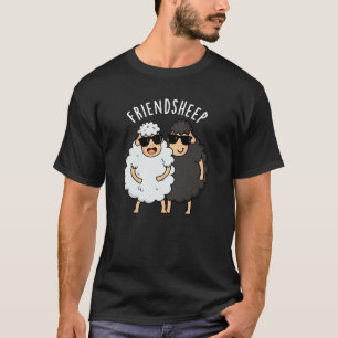 Friend-ovine Funny Sheep Pun Mörk BG T Shirt