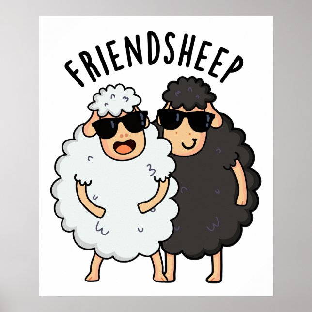 Friend-ovine Funny Sheep Pun Poster (Framsidan)