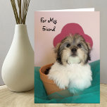 Friend Puppy Birthday Card Kort<br><div class="desc">Det här vackra födelsedagskortet har en söt valp i en blomkruka. Inuti kortet står det: "Vänner som du gör varje dag speciell. Grattis på födelsedagen" Ett underbart sätt att önska din vän grattis på födelsedagen. Copyright Kathy Henis</div>