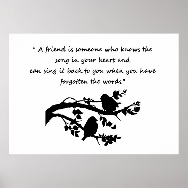 Friend Quote-Vänskap med två söta vänner Bird Poster (Framsidan)
