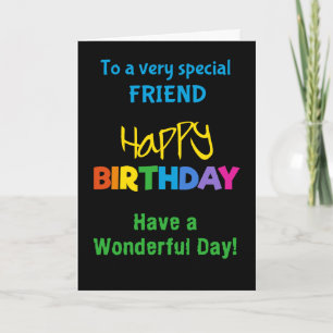 Friend Rainbow Färg på Black Birthday Card Kort