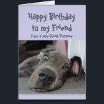 Friend Social Avstånd Birthday Great dane Hund Hälsningskort<br><div class="desc">Lustigt Social som Avstånd födelsedagskort åt din vän med en söt vila, lägger sig runt och gör ingenting alls åt Great dane Hund. Inverterad: Se till att du inte övergör partyeringen i år. Underbart kort för den speciella personen med en känsla av humor eller en som tycker om Great dane,...</div>