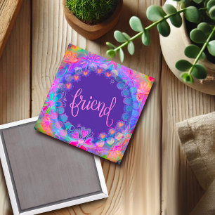 Friend Söt Lila Blommigt Inspiritivity Magnet