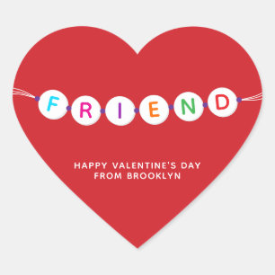 Friend Söt vänskap Bracelet Red Valentines day Hjärtformat Klistermärke