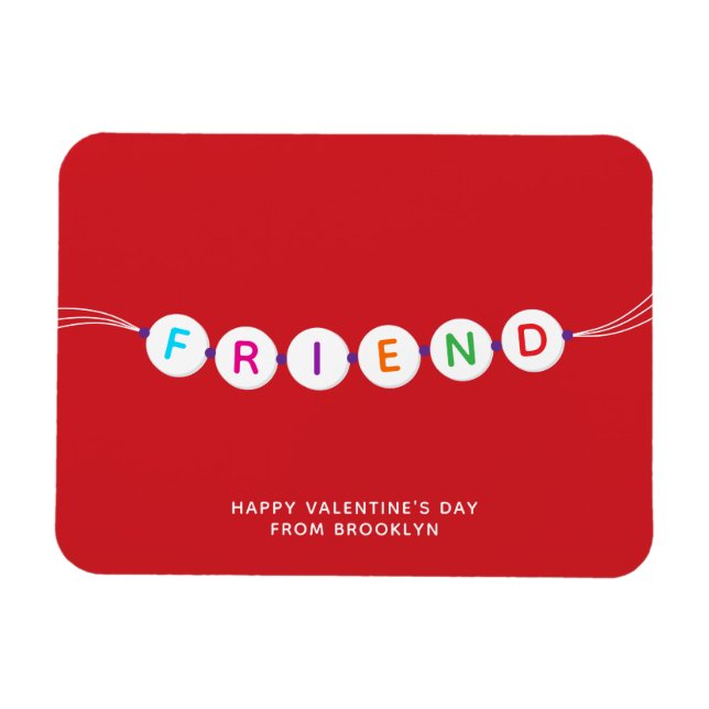 Friend Söt vänskap Bracelet Red Valentines day Magnet (Horisontell)
