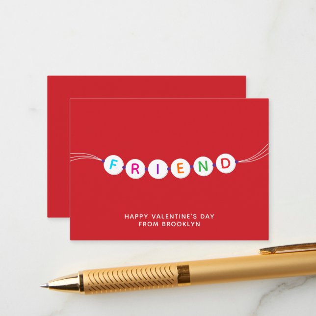 Friend Söt vänskap Bracelet Red Valentines day Tilläggskort (Fram/Back In Situ)