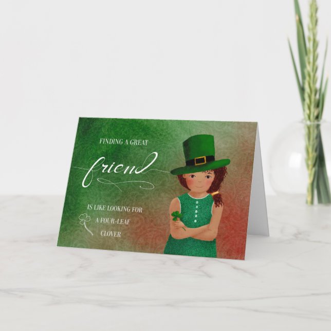 Friend St patrick's day Little Girl Leprechaun Kort (Framsida)