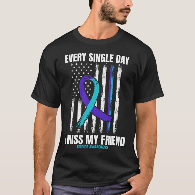 Friend Suicide Awareness Prevention American Flagg T Shirt (Framsida)