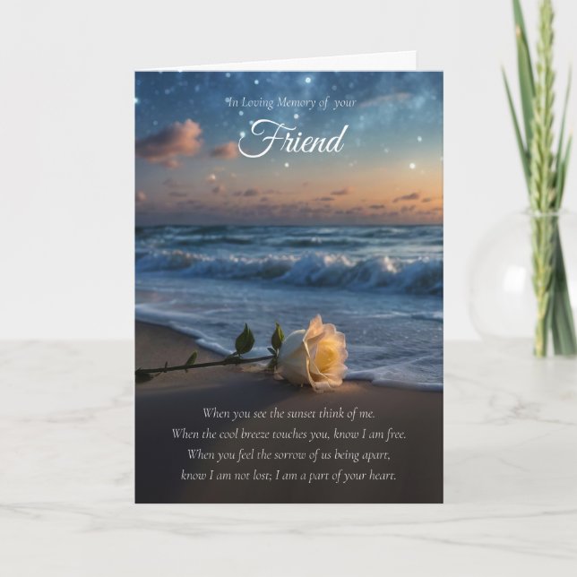 Friend Sympathy Vit ros Ocean Kort (Framsida)