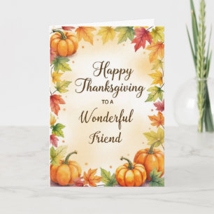 Friend Thanksgiving Sentimental Autumn Pumpkins Kort
