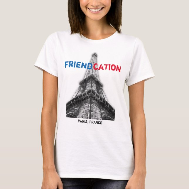 Friendcation Eiffel Paris T-tröja T-shirt (Framsida)