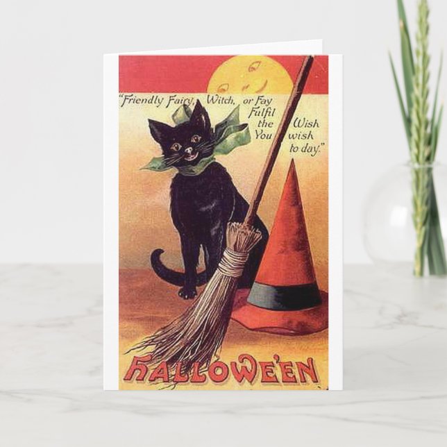 Friendent Fairy Vintage Halloween Kort (Framsida)