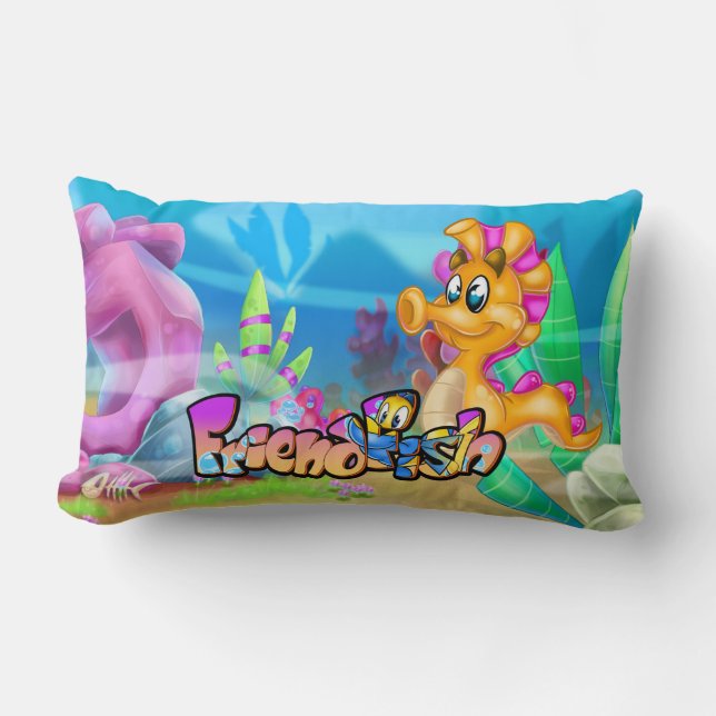 FriendFish cartoon cute fish Throw Pillow Lumbarkudde (Framsida)