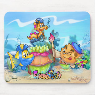 FriendFish Söt tecknad fisk Mouse Pad Musmatta