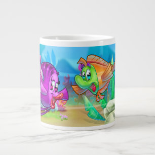 FriendFish Söt tecknad Jumbo Mugg